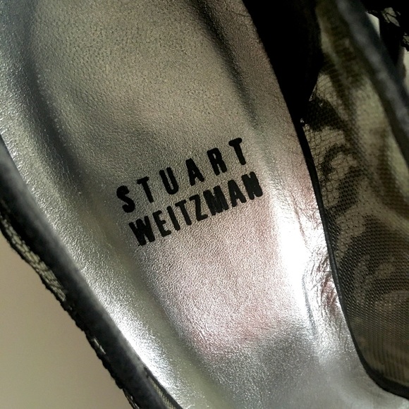 Stuart Weitzman ‘Lingerie’ black guipure lace open-toe stiletto pumps, 7.5 - Picture 7 of 8